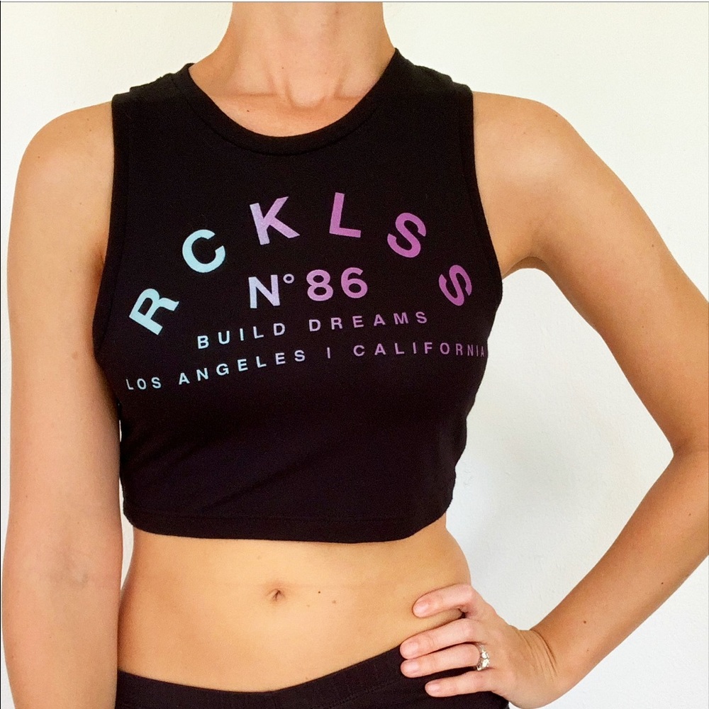 Young & Reckless black cropped tank top size XS